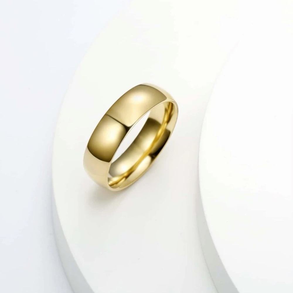 Stainless Steel Gold Toned Ring Band UNISEX